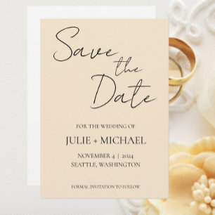 Champagnerfarbe Einfache Hochzeit Save The Date