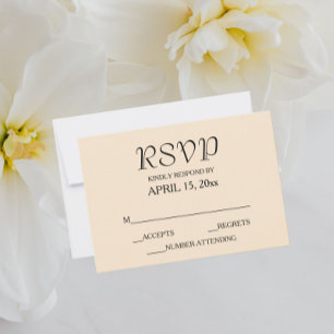 Champagnerfarbene einfache Hochzeit RSVP Karte