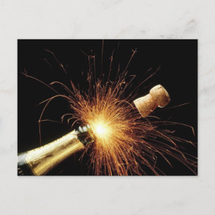 Champagnerflasche Silvester Feiertagspostkarte