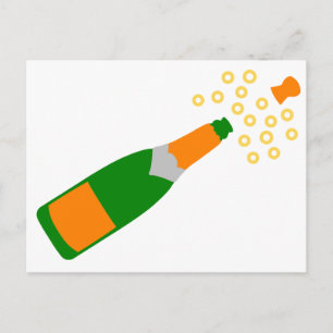 Champagnerflasche und knallender Korken Postkarte