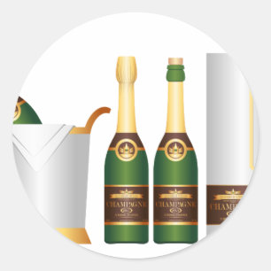 Champagnerflaschen Runder Aufkleber