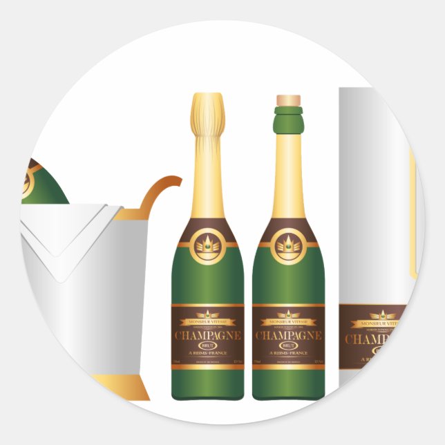 Champagnerflaschen Runder Aufkleber (Vorderseite)