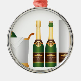 Champagnerflaschen Silbernes Ornament