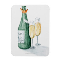 Champagnerflaschen und zwei Gläser
