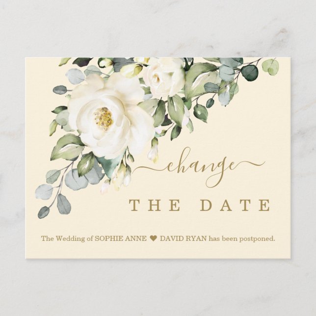 Champagnerfloral ändern Das Datum Hochzeit verscho Postkarte (Vorderseite)