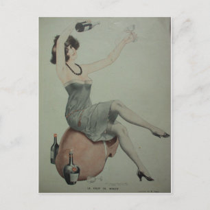 Champagnergirl im Stil der 1920er Jahre Postkarte