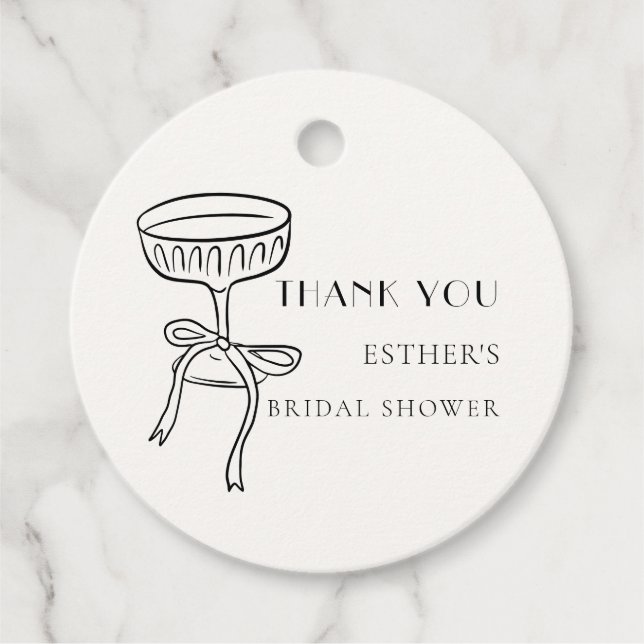 Champagnerglas mit Bow-Brautparty Vielen Dank Geschenkanhänger (Vorderseite)