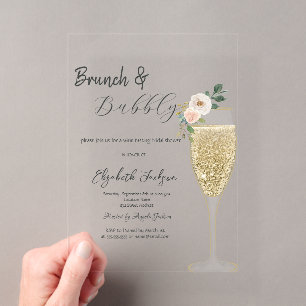 Champagnerglas Weißer Blume Brunch & Bubbly Acryleinladungen