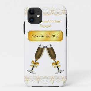 Champagnerglass Gold Hochzeit oder Verlobung Datum Case-Mate iPhone Hülle