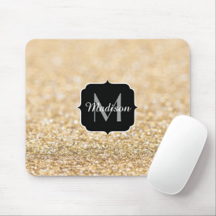 Champagnergold Imitat Glitzer Glitzern Monogram Mousepad