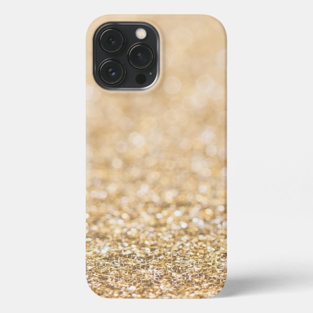 Champagnergold Imitate Glitzer Glitzern iPhone 13 Pro Max Hülle (Rückseite)
