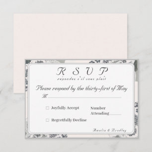 Champagnerrosa Spitzen-Hochzeitkarte RSVP Karte