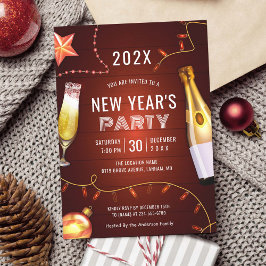 Champagnersaitenlicht Neues Jahr Party Einladung
