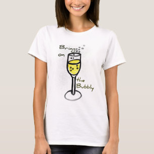 Champagnerskizze holen auf das sprudelnde T-Shirt