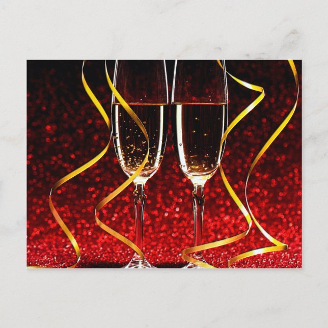 Champagnertoast am Neujahrstag Feiertagspostkarte (Vorderseite)