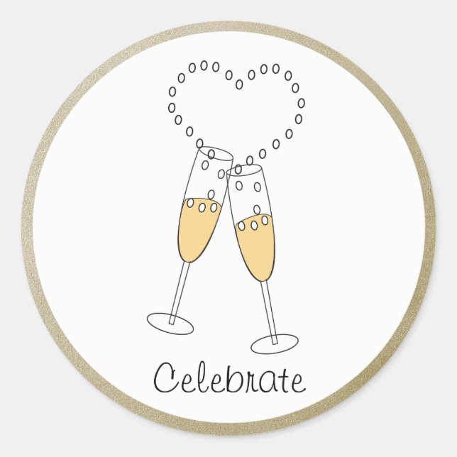 Champagnertoast mit Heftaufkleber Runder Aufkleber (Vorderseite)