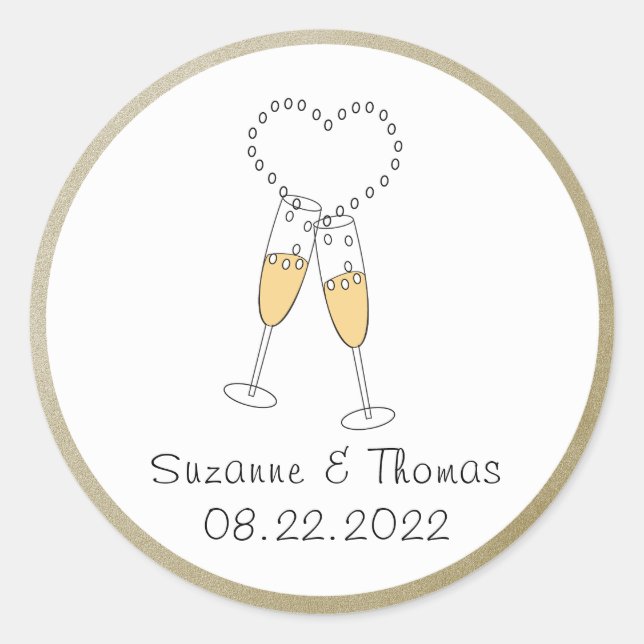 Champagnertoast mit Personalisierter Hefeaufkleber Runder Aufkleber (Vorderseite)