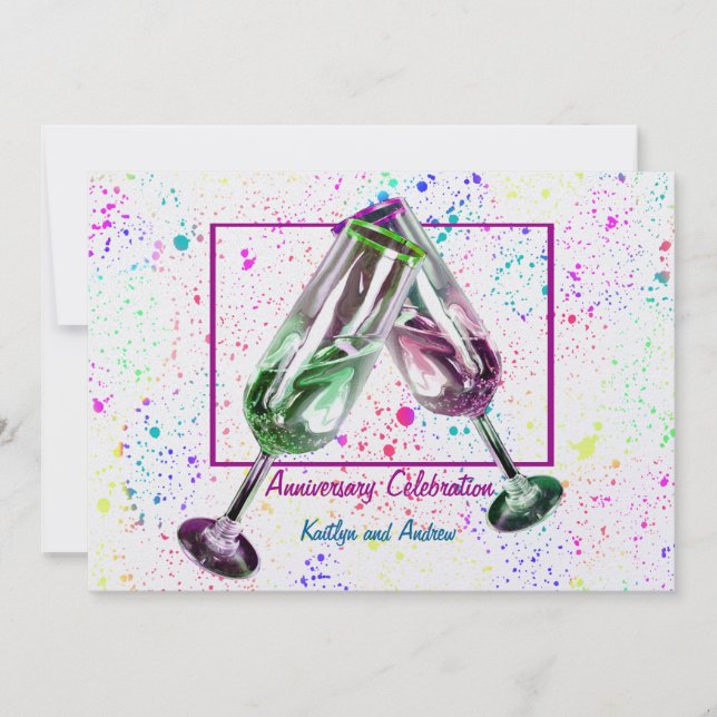 Champagnertoast/Party zum Jahrestag Einladung (Vorderseite)