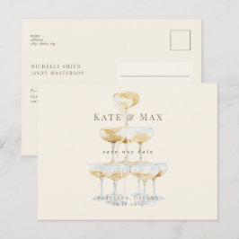 Champagnerturm Moderne Cream Wedding rettet das Da Postkarte
