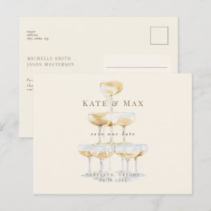 Champagnerturm Moderne Cream Wedding rettet das Da Postkarte