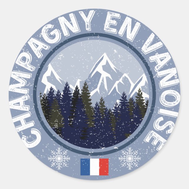 Champagny in Vanoise Skistation Runder Aufkleber (Vorderseite)