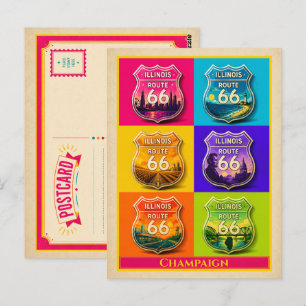 Champaign-Ansichtskarte Illinois Route 66 Vintage Postkarte