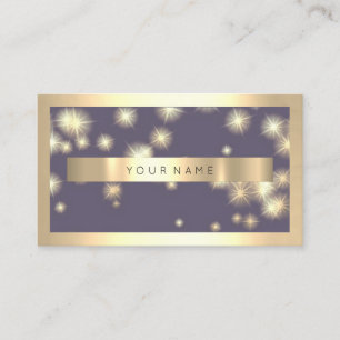 Champaign Gold Frame Blue Smoky Gold Stars  Visitenkarte