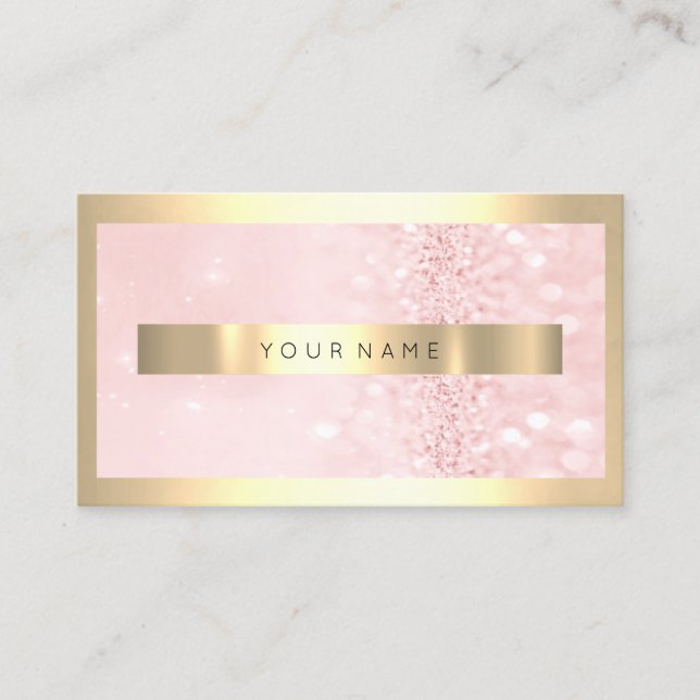 Champaign Gold Frame Metallic Funkelnd Pink Glitze Visitenkarte (Vorderseite)