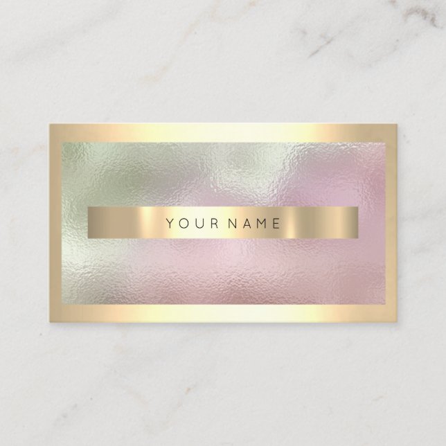 Champaign Gold Frame Metallic Ombre Mint Pink Visitenkarte (Vorderseite)