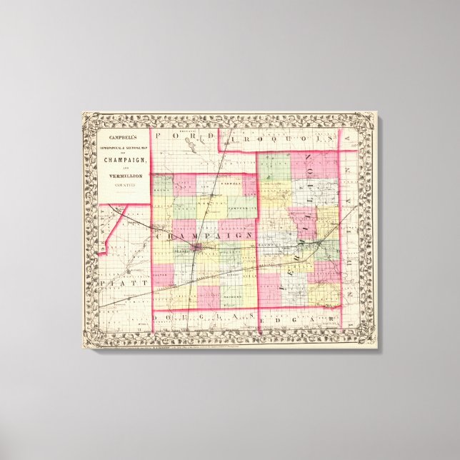 Champaign, Vermillion Landkreis Leinwanddruck (Vorderseite)