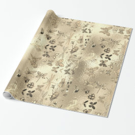 Champaigne Gold Meadow Butterfly Insekten Gems Geschenkpapier
