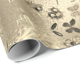 Champaigne Gold Meadow Butterfly Insekten Gems Geschenkpapier