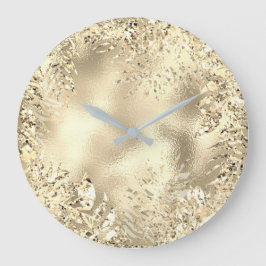 Champaigne Goldpalmblatt-metallisches Blumen Große Wanduhr