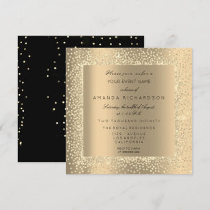 Champaigne Sepia Gold Glitter Schwarze Konfetti VI Einladung