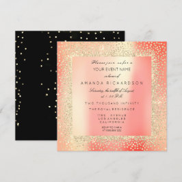 Champaigne Sepia Gold Glitzer Confetti Pink Peach Einladung