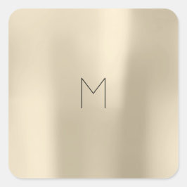 Champaigne Sepia Gold Metal Minimal Monogram UAWG Quadratischer Aufkleber