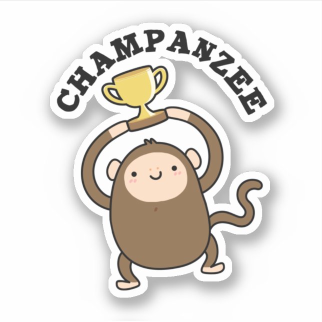 Champanzee Funny Champion Chimpanzee Pun Aufkleber (Vorderseite)