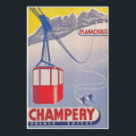 Champery Schweiz Vintages Skiposter Poster<br><div class="desc">Champery Schweiz Vintages Skipposter mit rotem Tramskilift.</div>