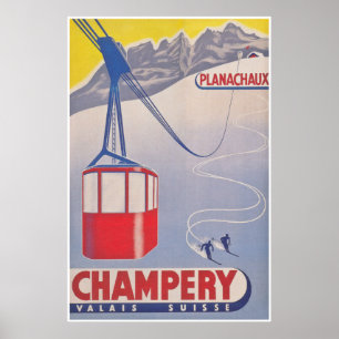 Champery Schweiz Vintages Skiposter Poster