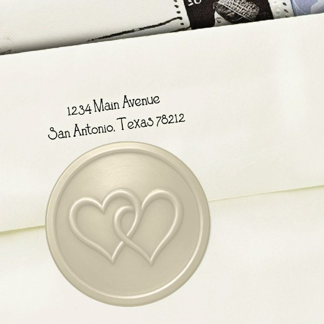 Champgne Two Hearts Intertwined Wedding Runder Aufkleber (Von Creator hochgeladen)