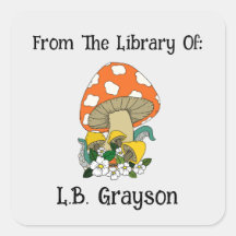 Champignon rétro du Étiquette de livre personnalis