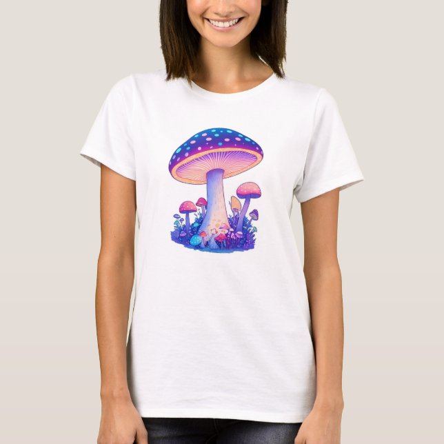 Champignons avec T-shirts aux lumières de néon et  (Devant)