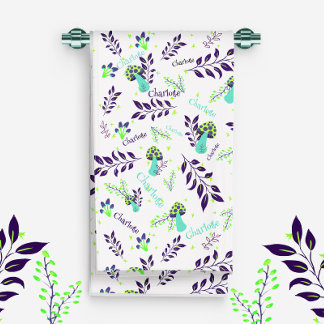 Champignons blancs et bleus Motif Personnalisé Nom