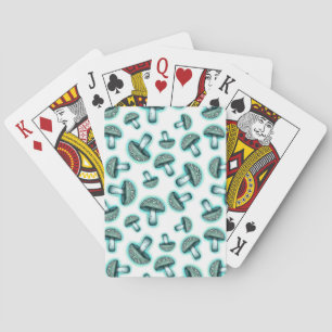 Champignons bleus enchantés - Cartes de jeu blanch