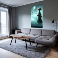 Champignons, brouillard et océan | AI Art Poster