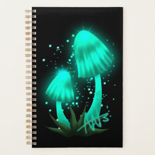 Champignons cyan brillants