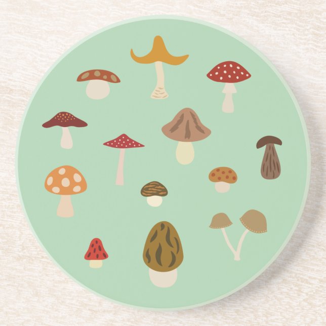 Champignons d'automne Dessous de verre en grès (Devant)