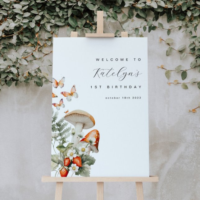 Champignons et fraises Affiche de bienvenue d'anni (Créateur téléchargé)