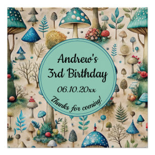 Champignons Fairyland Anniversaire Affiche de bien