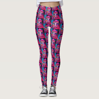 Champignons noirs violets sur des leggings moderne